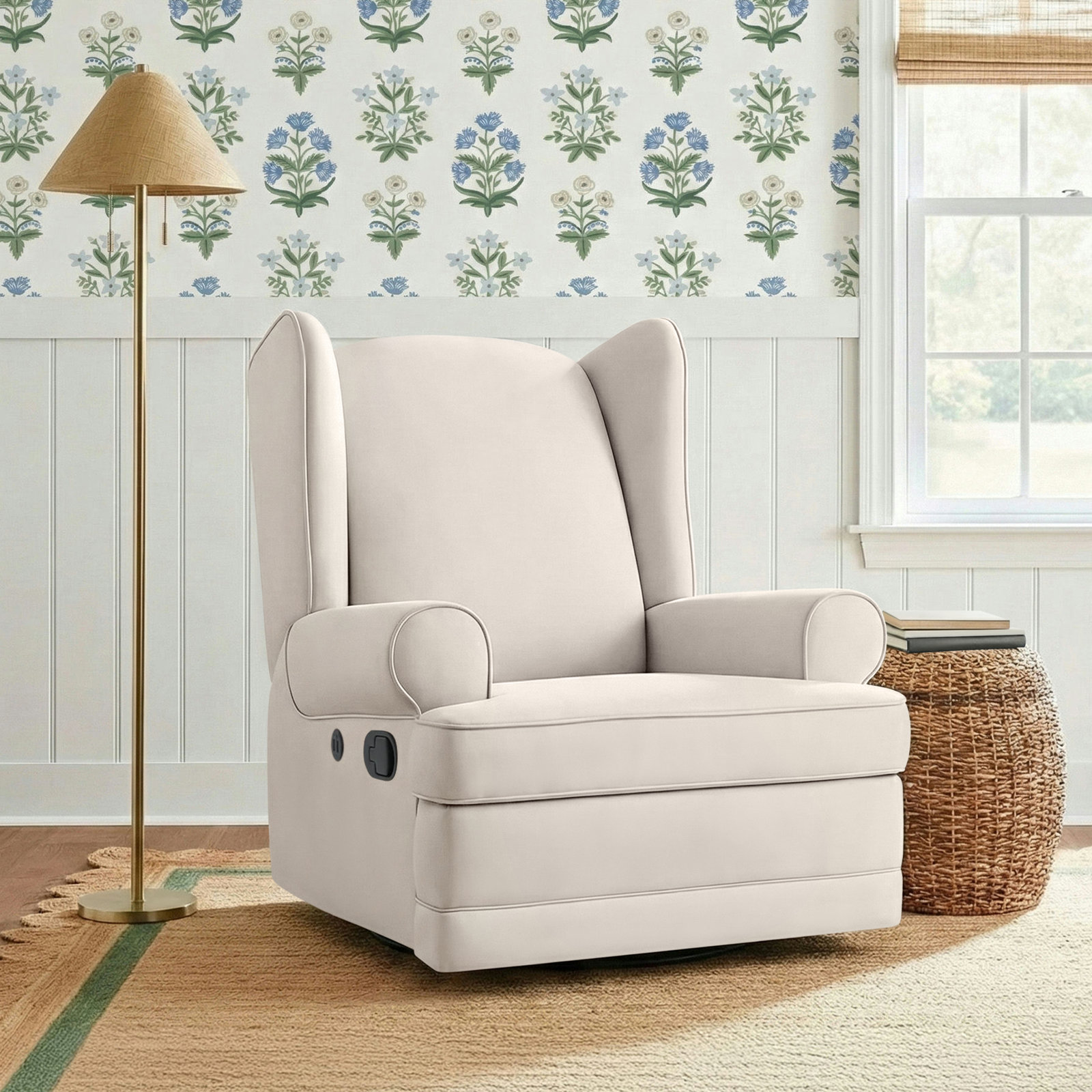 Serenity Swivel Glider, Ivory Polyester Blend