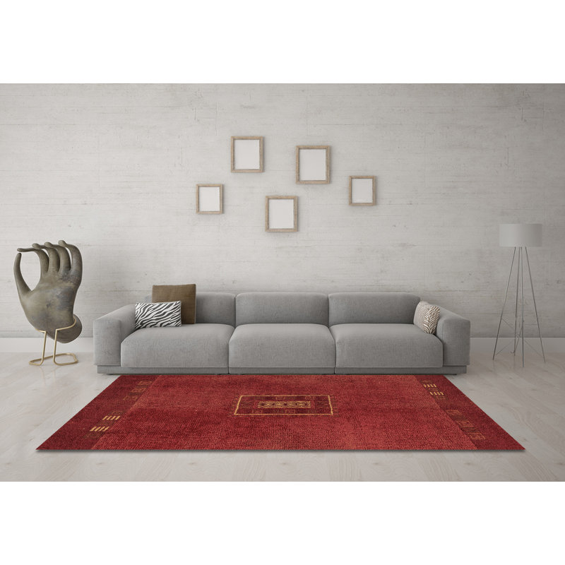Tapis brun lavable à la machine abstrait 5424 Katey, Rond 6 pi