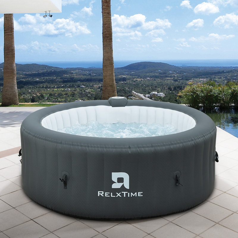 RELXTIME 4 Person 110 - Jet Polyvinyl Chloride (PVC) Round Inflatable Hot Tub