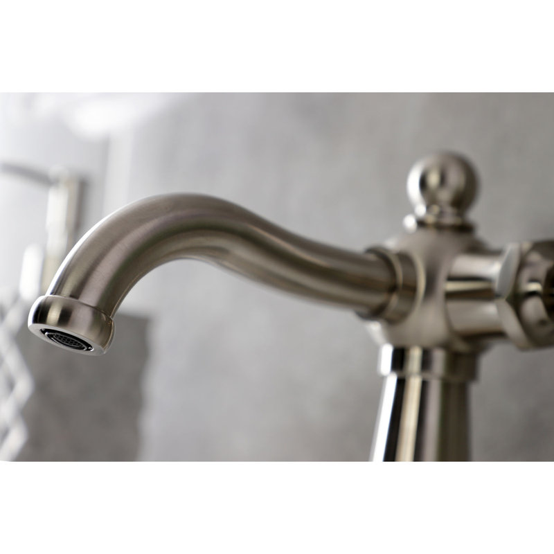 Robinet de salle de bain 1 poignée à fixation sur le comptoir avec poignée escamotable Kingston, Nickel brossé