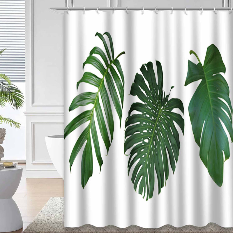 Rideau de douche vert imperméable, rideaux de douche pour la salle de bain avec 12 crochets, 72" L x 72" W
