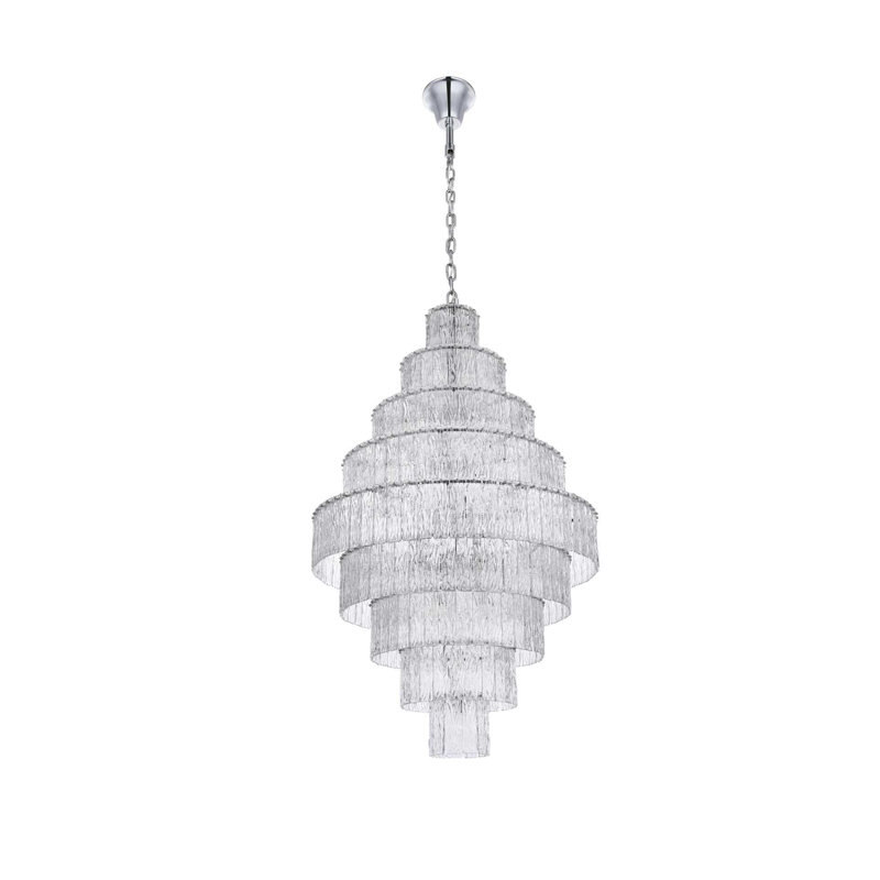 Lustre en verre 40 pouces Intisar, Chrome chrome