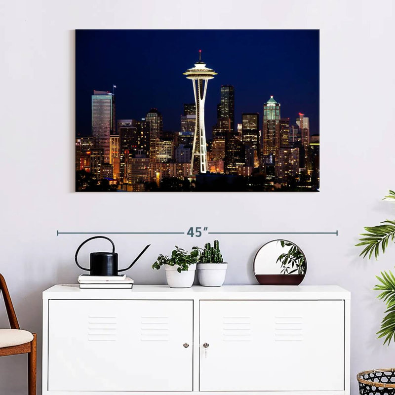 Paysage urbain de nuit Ravi Seattle, H 16 po x l 24 po