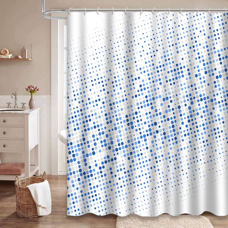Rideau de douche en demi-teinte de couleur bleu abstrait moderne avec 12 crochets, L 72 po x l 72 po