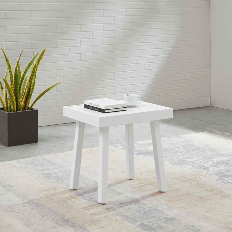 Table d'appoint en aluminium Armando, Blanc