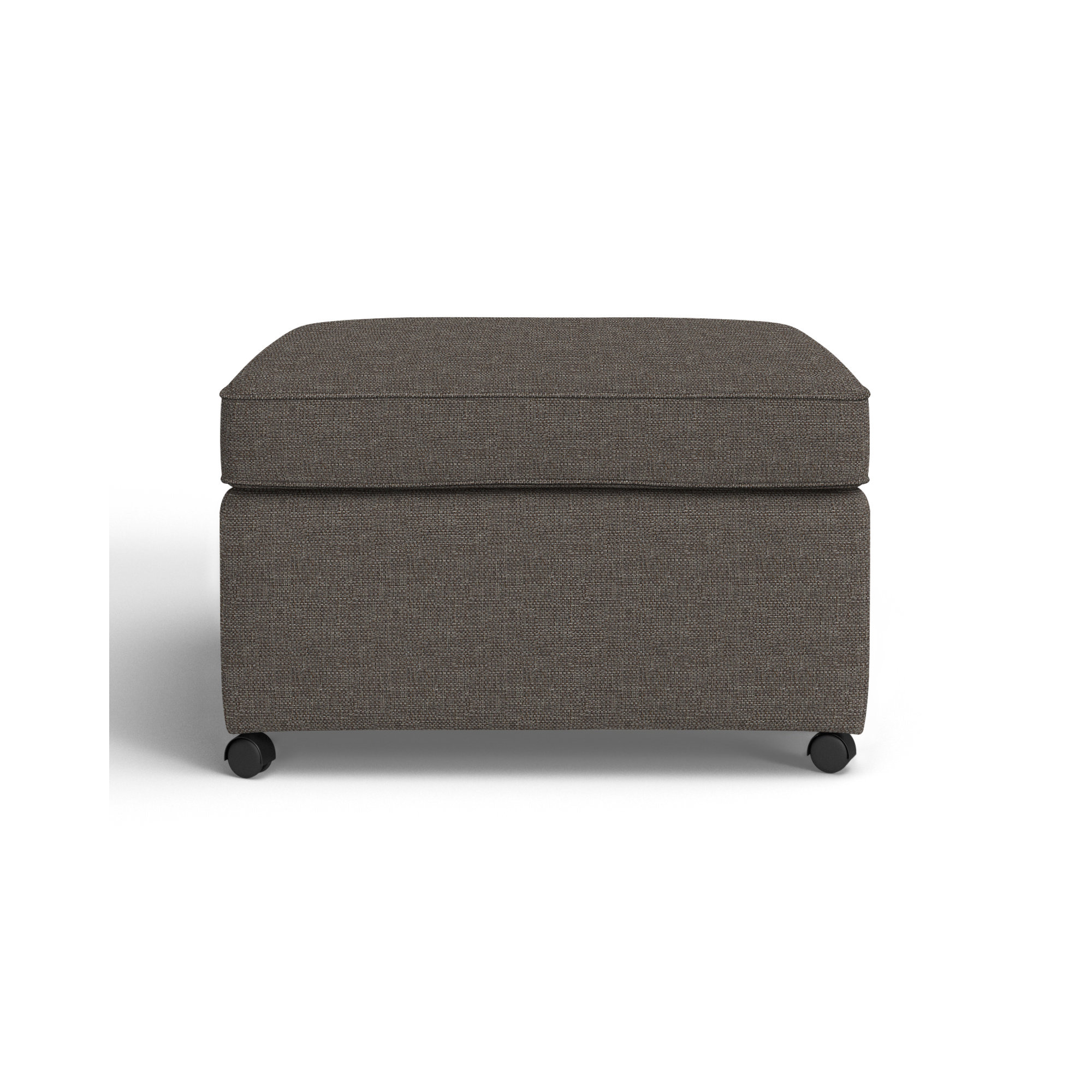 Rika Upholstered Ottoman, Drusky Charcoal Sustain® Basketweave