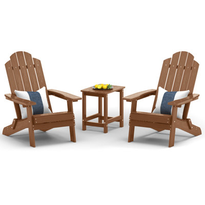 Outdoor Plastic Folding Adirondack Chair with Square Patio Table