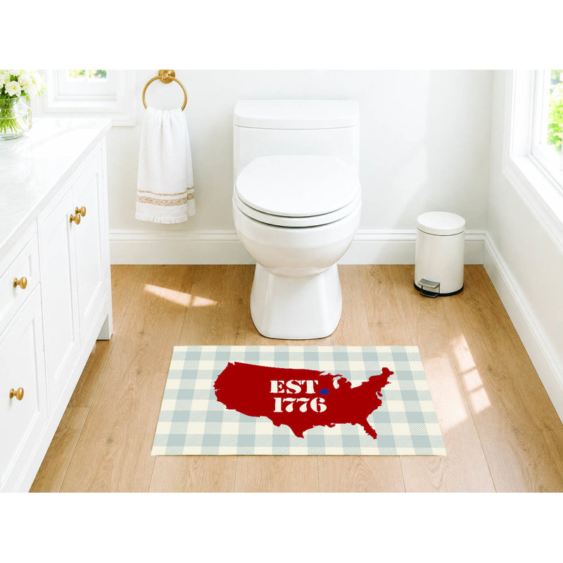 Tapis de toilette rectangulaire absorbant antidérapant vichy EST 1776, Single- 34" L x 21" W, Gray
