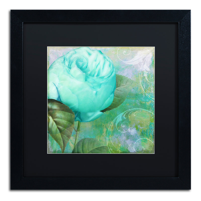 Jadaya «Aqua Rose I», impression encadrée, H 16 po x l 16 po x P 0,5 po, Noir