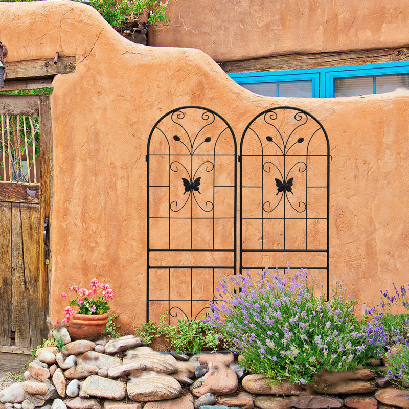 Paquet de 2 treillis de jardin en métal 71 po x 19,7 po antirouille pour plantes grimpantes