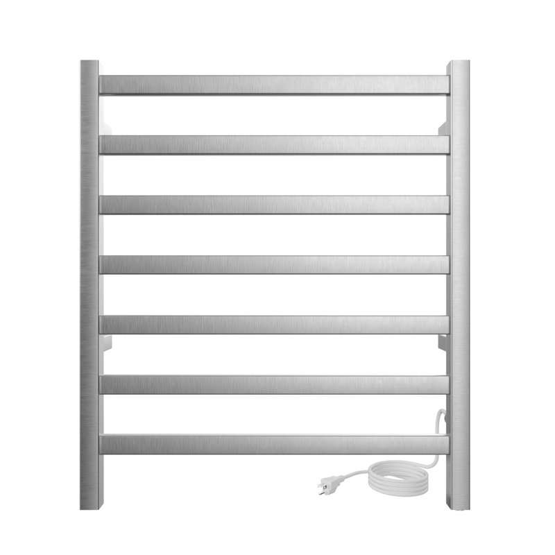 Chauffe-serviettes électrique mural 24 po x 27 po Kontour, Nickel brossé, H 27 po x l 24 po x P 4 po, Électrique à brancher