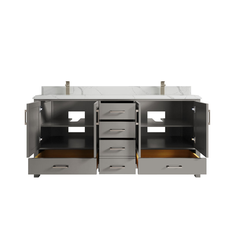 Ensemble de meuble-lavabo double 72 po Malibu, Calacatta Laza