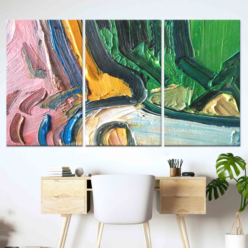 Impression sur toile abstraite: art mural moderne et vibrant, toile tendue 3P, 23,6 po H x 47,2 po l