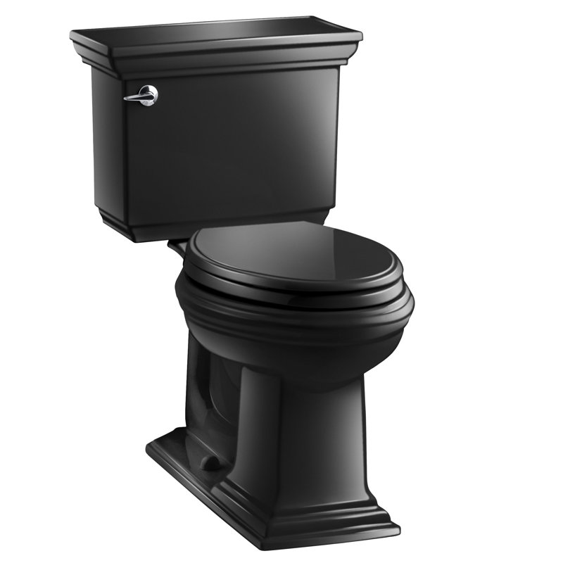 Memoirs® Stately Comfort Height 1.28 GPF Elongated Two-Piece Toilet, Black Black, Left-Hand