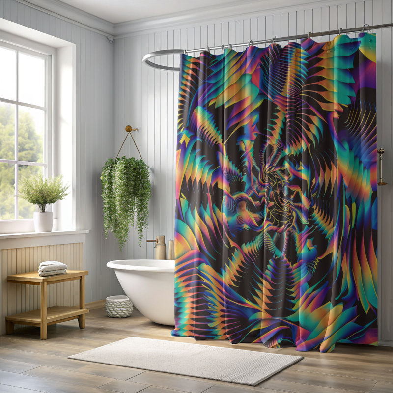 Trippy Light - Rideau de douche Premium, H 74 po x l 71 po