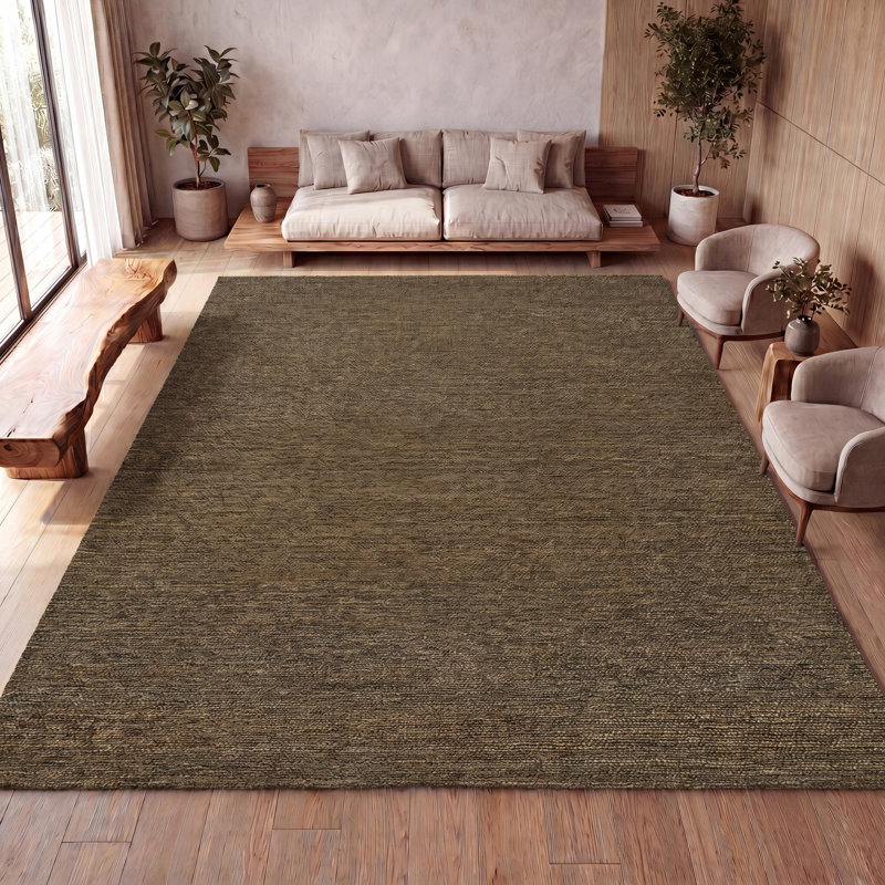 Tapis brun en jute tissé Griffin, Rectangulaire 8 pi x 10 pi