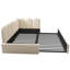Lit escamotable simple en velours beige, structure à lattes en métal, espace, lit de repos confortable, idéal pour les petits espaces