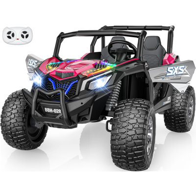 Dearauto 24 V 2 places XXXL Voiture électrique pour enfants de 3 à 14 ans, vitesse maximale de 8,8 km/h, charge maximale de 100 kg, pneus EVA de 38 cm, télécommande, lumières arc-en-ciel, amortisseurs