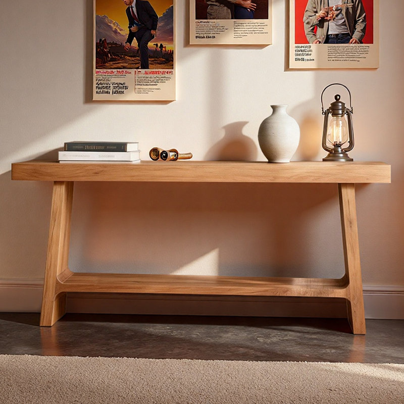 Console American Retro, H 29,5 po x l 86,6 po x P 13,8 po, Bois naturel