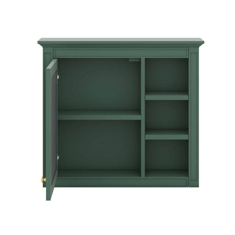 Pharmacie avec porte miroir et tablettes réglables, Vert
