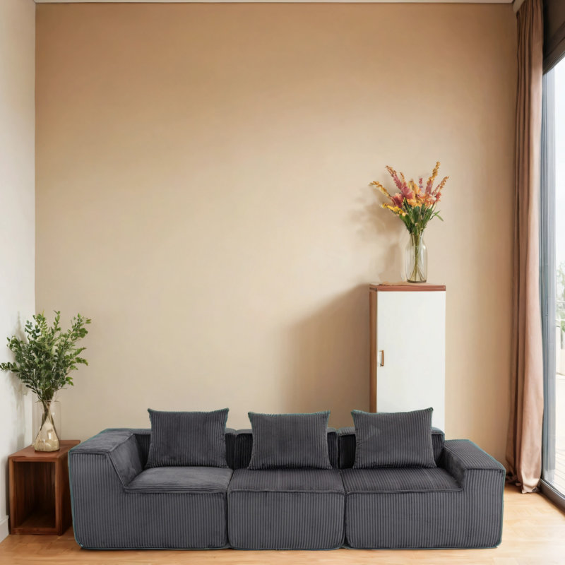 Canapé modulaire en velours, Gris
