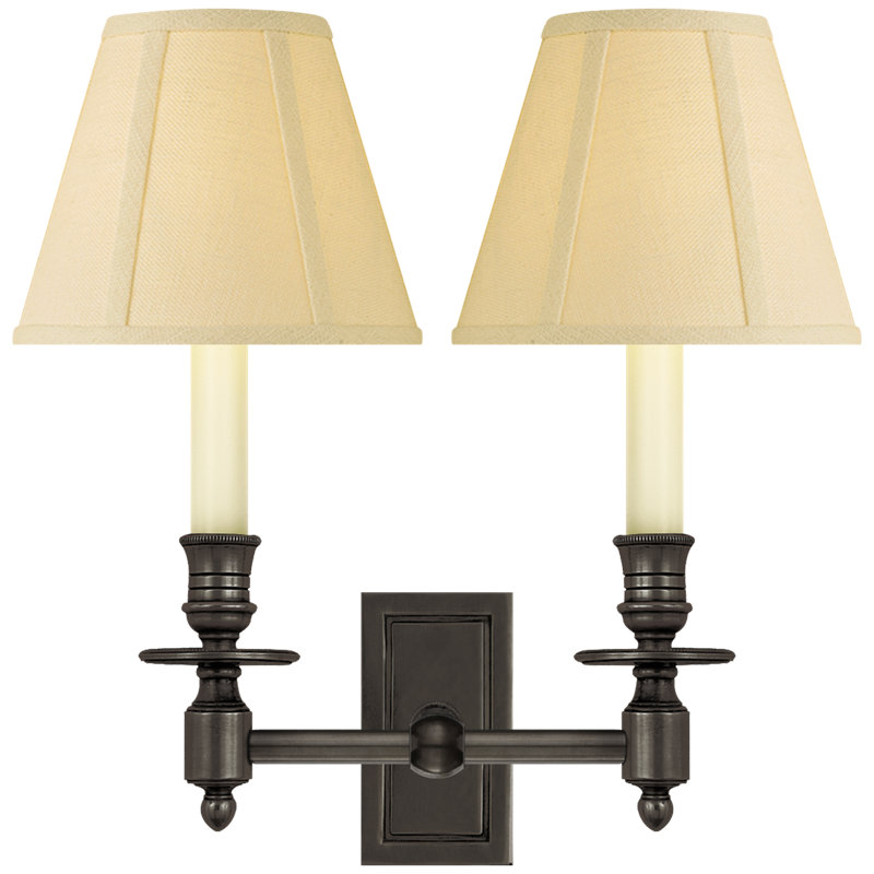 Library 2 - Light Armed Sconce, Bronze, Linen