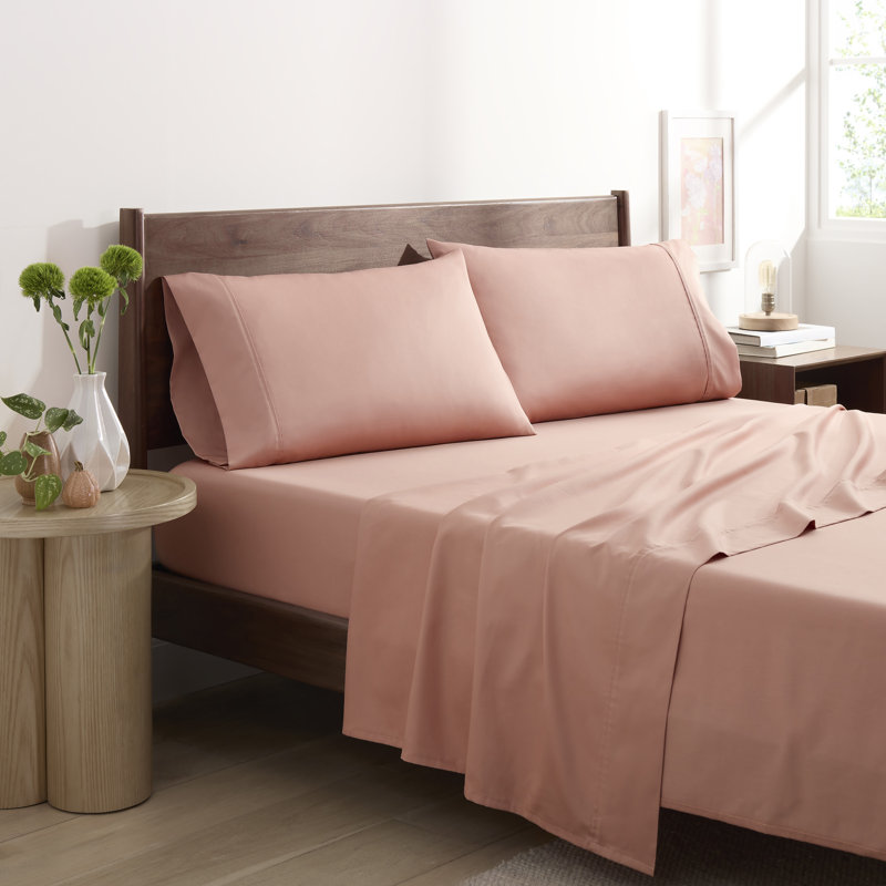 Martex Restore Solid - Soft, Breathable, Cotton Blend, Temperature Regulating, King Sheet Set with 2 Pillowcases, Clay