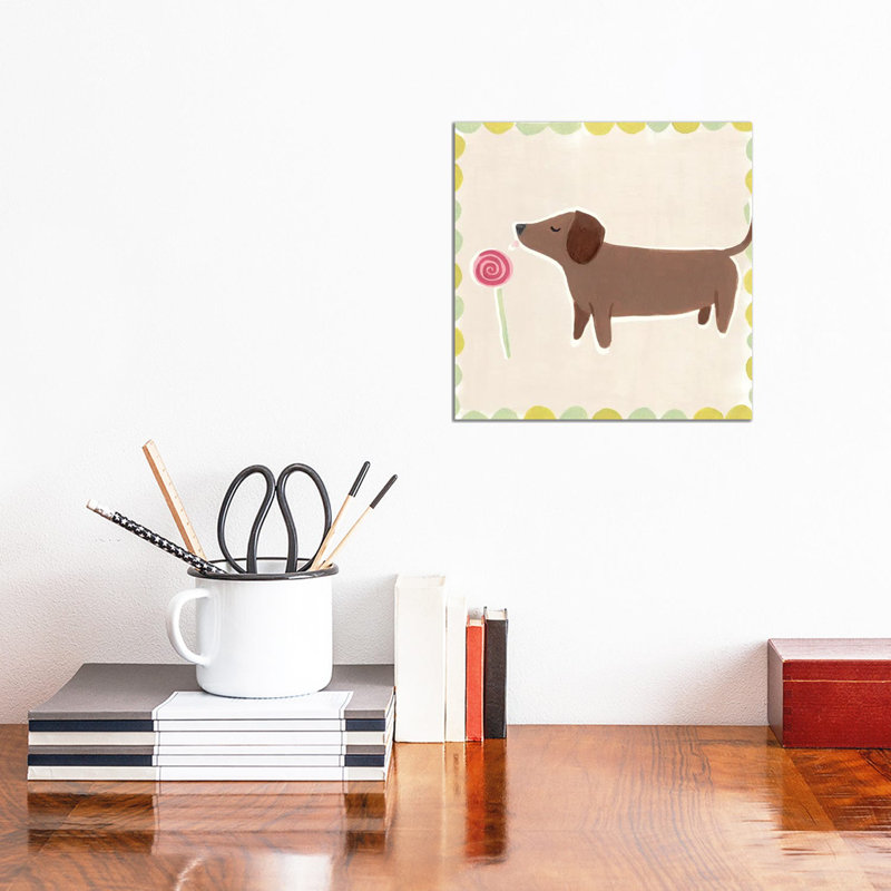 Dachshund Delight I by June Erica Vess - Wrapped Canvas Painting, 30.48 cm H x 30.48 cm W
