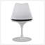 Chaise d'appoint pivotante Tulip pour cuisine et salle à manger avec siège rembourré et dossier incurvé, blanc-686301937