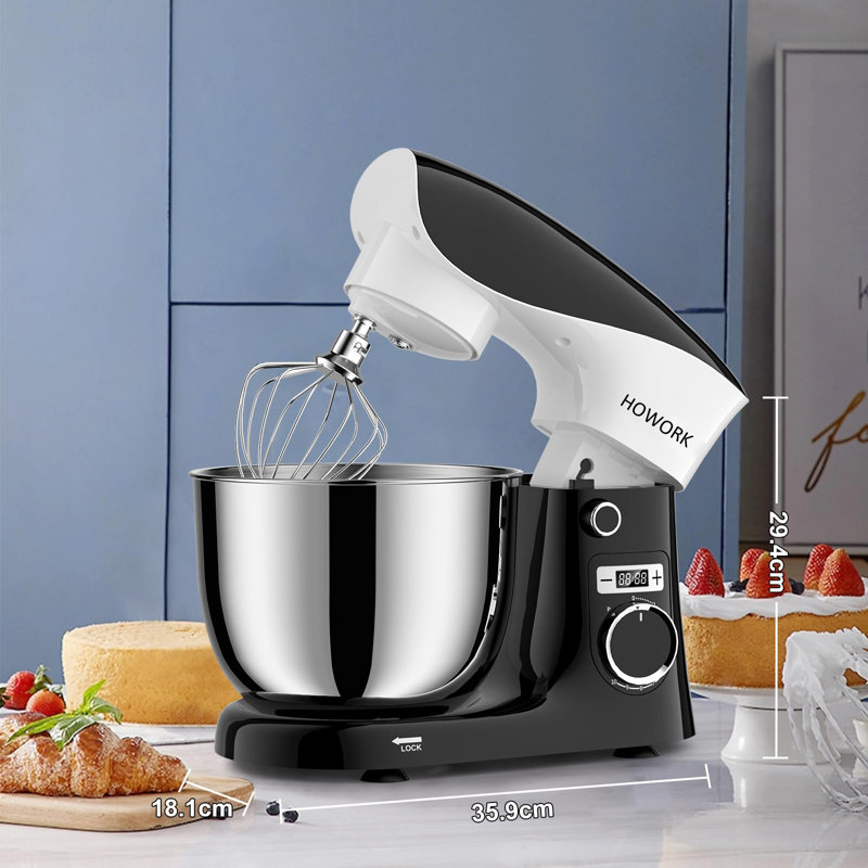 HOWORK Stand Mixer, 5L 1500W 10-Speed Tilt-Head Food Mixer, Kitchen Electric Mixer with Dough Hook, Wire Whip & Beater, PurpleWhite