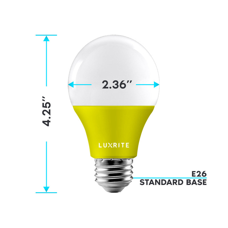 Ampoules DEL Luxrite A19 à DEL jaunes de 60 W et non à intensité variable homologuées UL