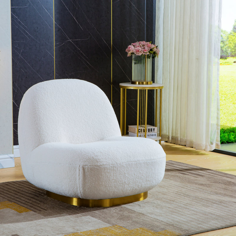 Chaise de bar pivotante, chaise de salon, chaise de chambre à coucher avec dossier ergonomique incurvé , Velours blanc