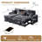 91" Upholstery Convertible Sleeper Sofa Bed with Storage Chaise, Chenille Sectional Sofa with USB Port, 2 Cup Holders on Back Cushions-672889525