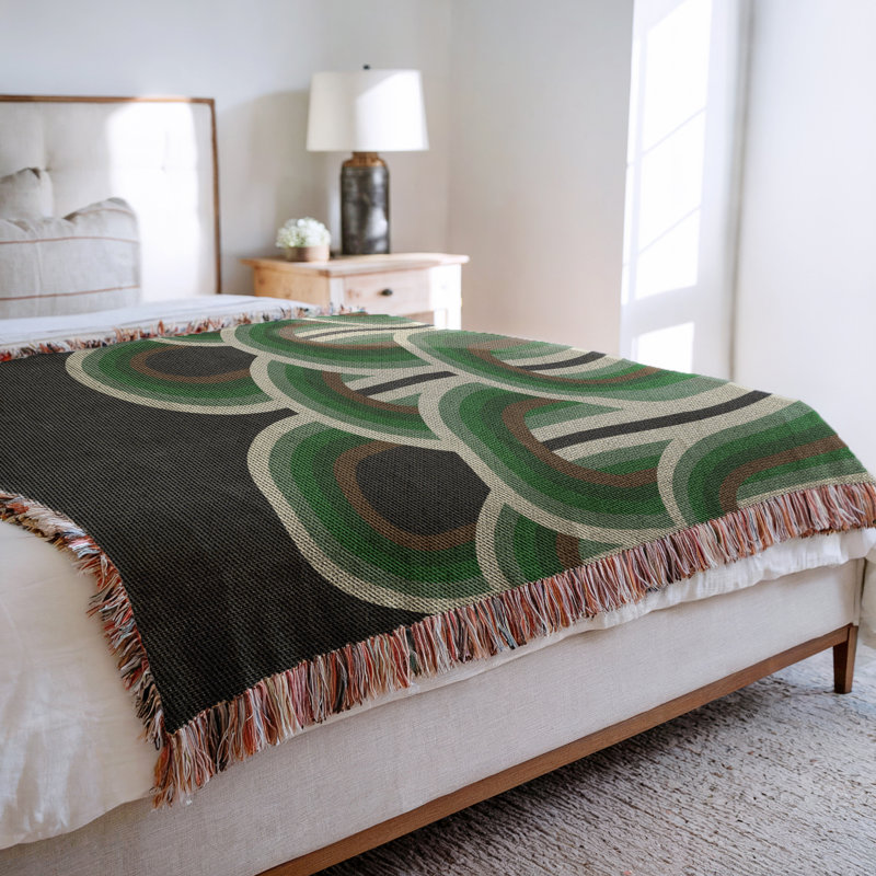 Jeté en mélange de coton Farni, L 60 po x l 60 po, Vert