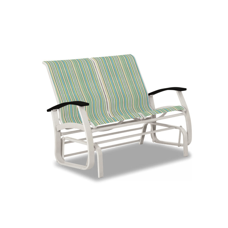 Belle Isle Outdoor Glider, Black P70, Textured Snow, Red 1D Sunbrella®