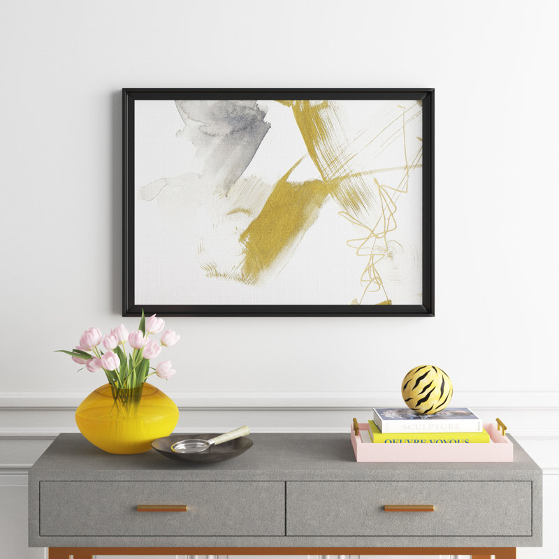 «Gold & Gray Exploration IV», reproduction d'art sur toile encadrée, Noir, H 22,5 po x l 30,5 po x P 1,5 po