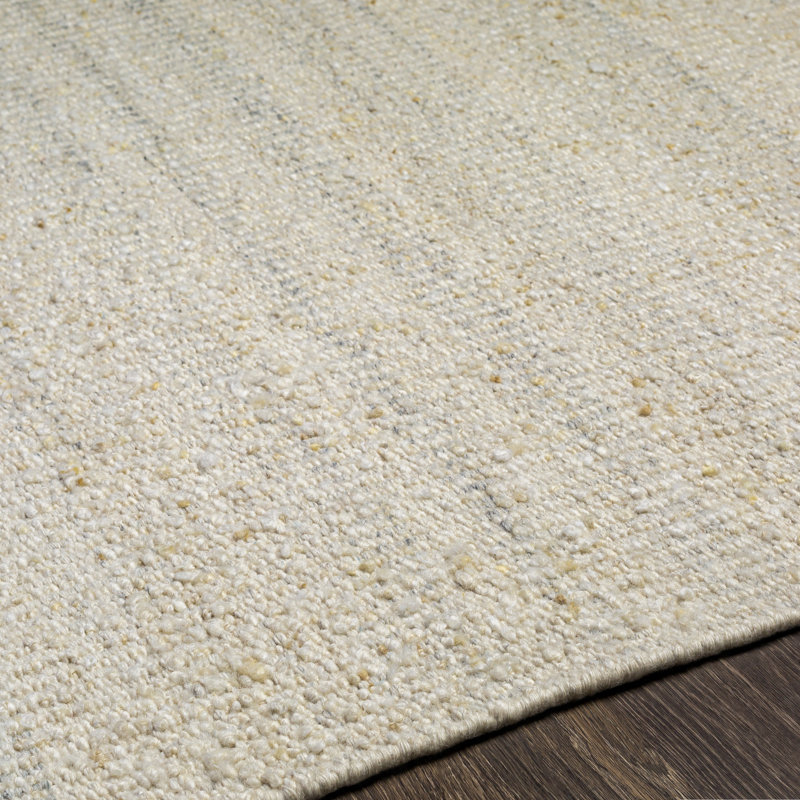 Halifax Handmade Handwoven Wool Area Rug in Light Beige, Rectangle 2' x 3'