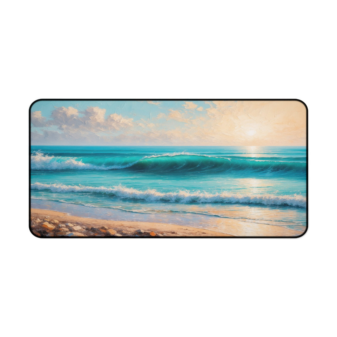 Painterly Ocean Waves Desk Mat