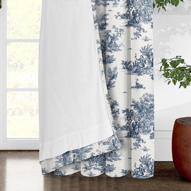 Indigo Cotton Window Curtains with White Lining, 20" W x 84" L