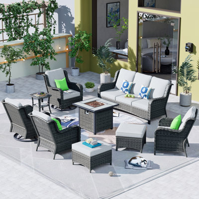 Cracraft Wicker 7 - Person Patio Conversation Sets with Cushions