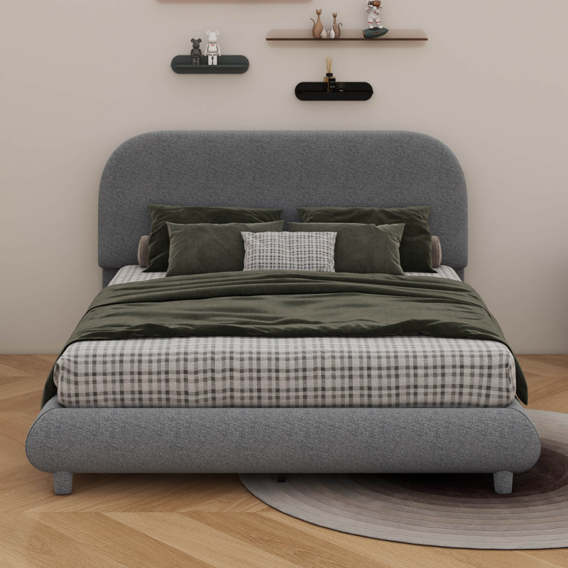 Lit plateforme en tissu d'ameublement Teddy