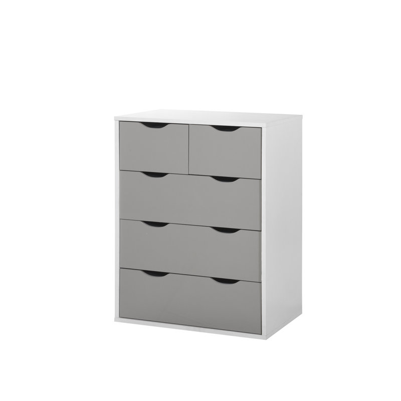 Bohl 5 - Drawer Chest of Drawers, White/Grey