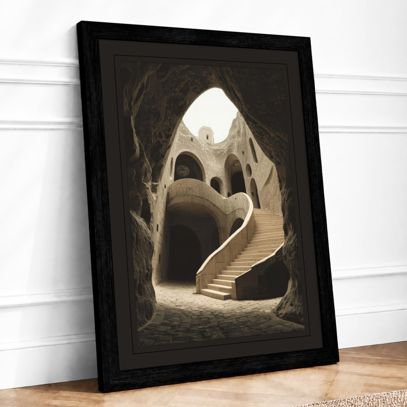 Descent Through Skull Gothic - Framed Print, A4 - 29.7 x 21.0 cm, Black