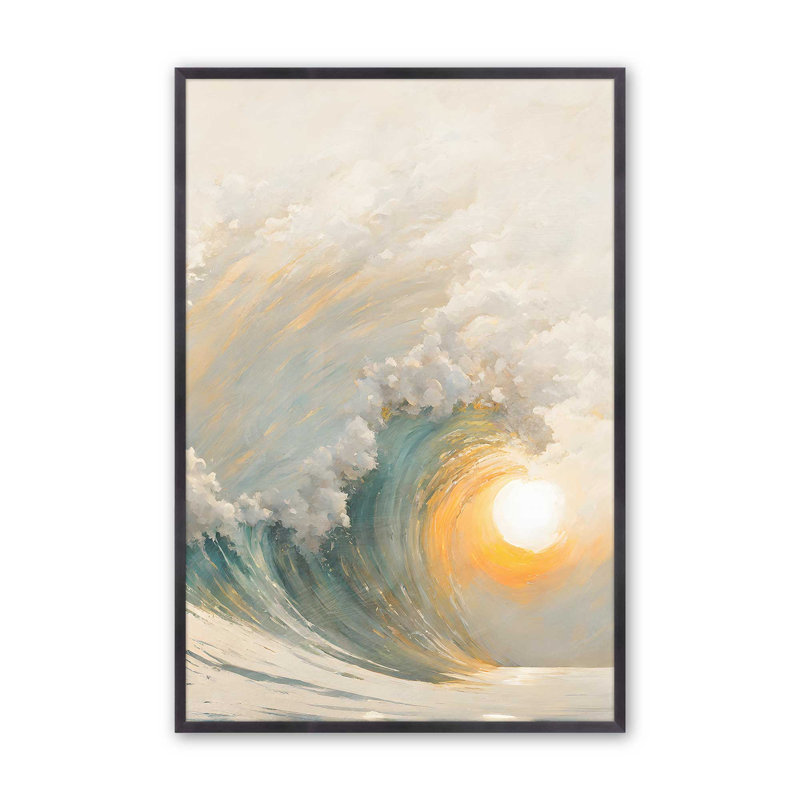 Motif de vagues dorées au coucher du soleil II, H 15,25 po x l 12,25 po, Zinc patiné