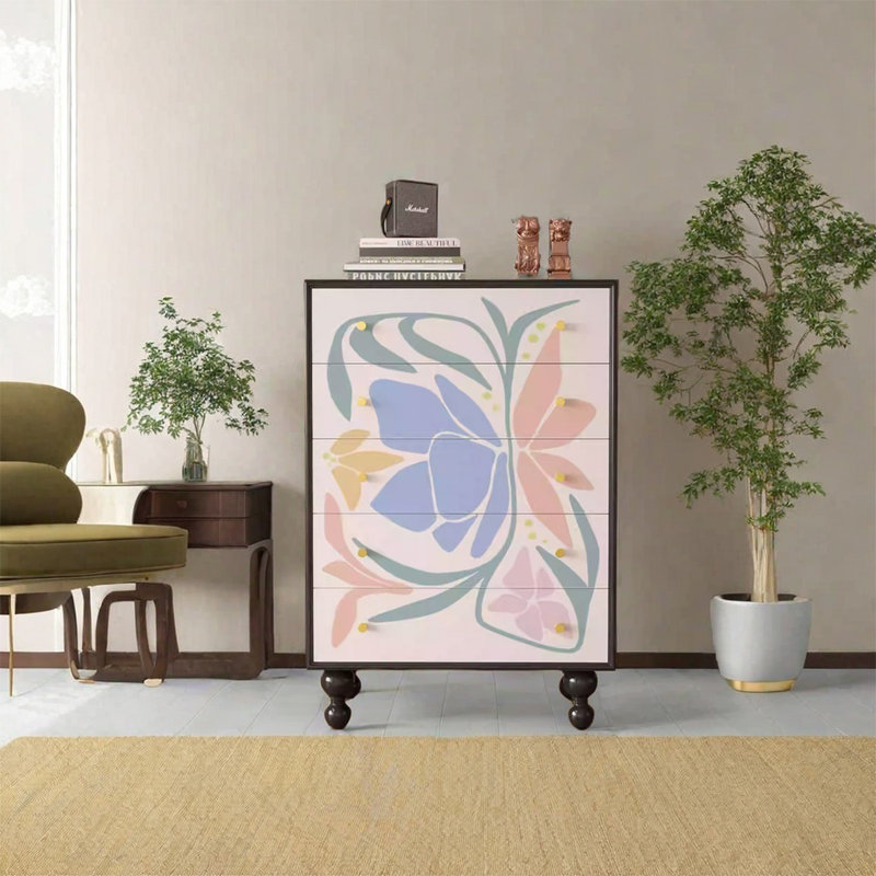 Armoire décorative en bois massif avec poignées en laiton