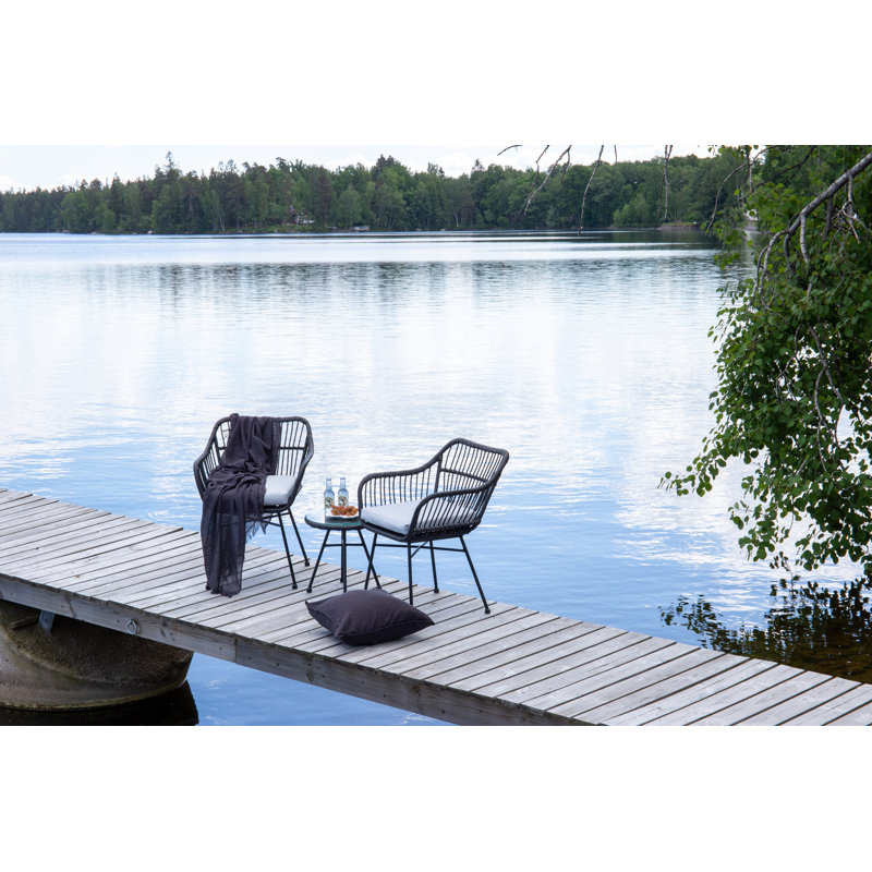Pomodoro 2 - Person Steel Patio Dining Set Round Table, Black