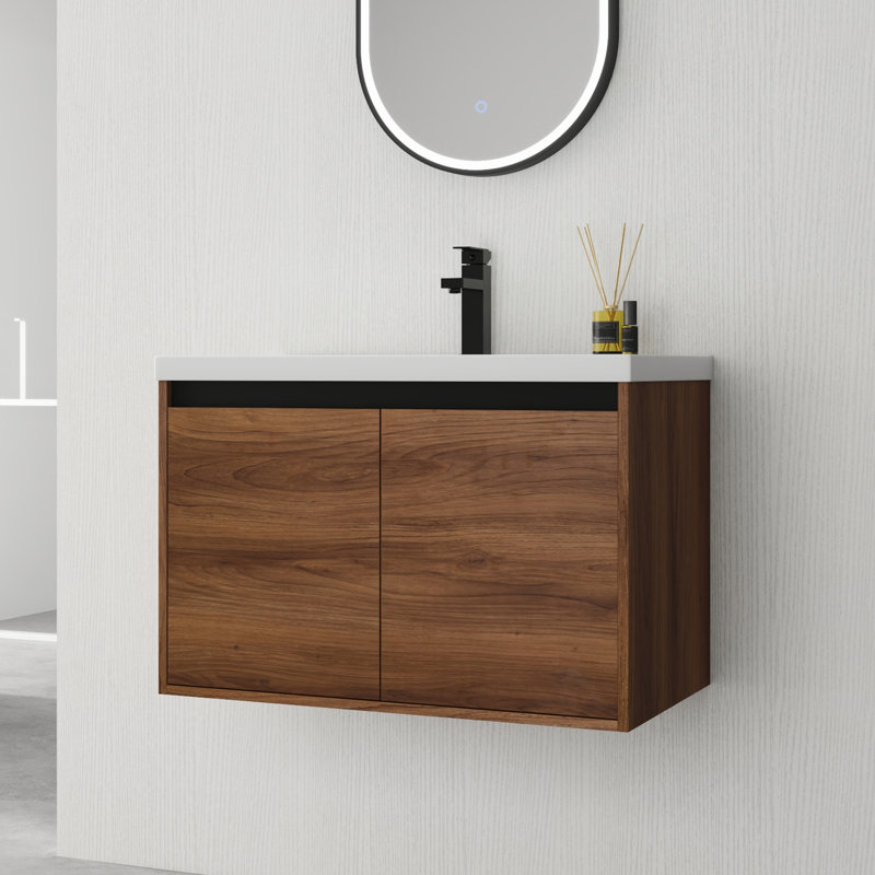 Meuble-lavabo simple 29,54 po avec plateau en résine Kailene