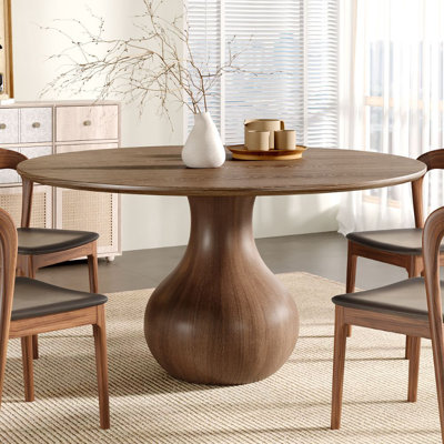 Dark Walnut Round Solid Wood Dining Table