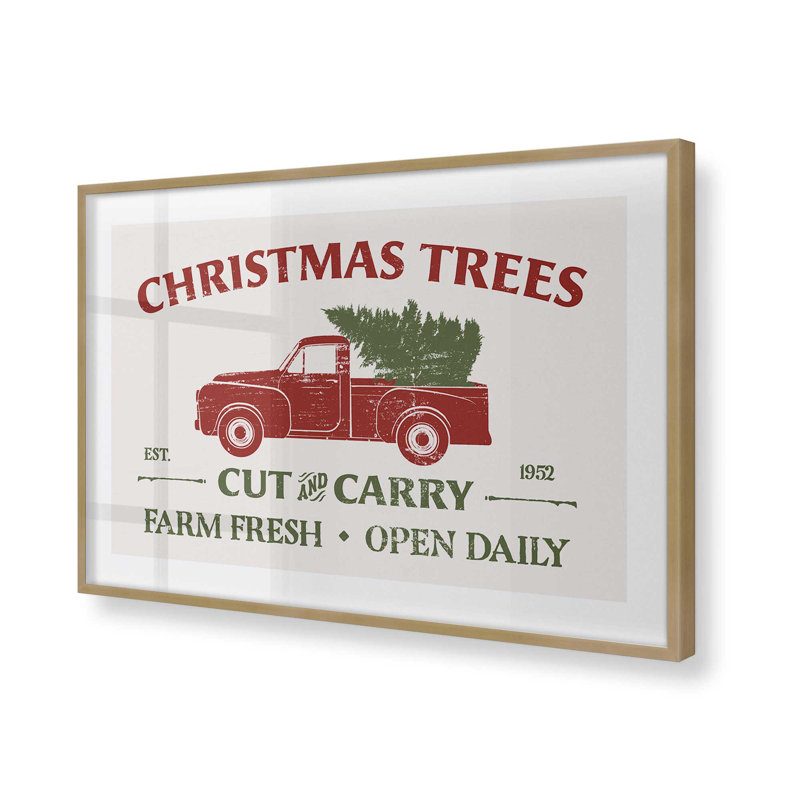 «Farm Fresh Christmas Trees», impression roulée, Cadre simple brossé doré, H 9,25 po x l 11,25 po x P 1,25 po