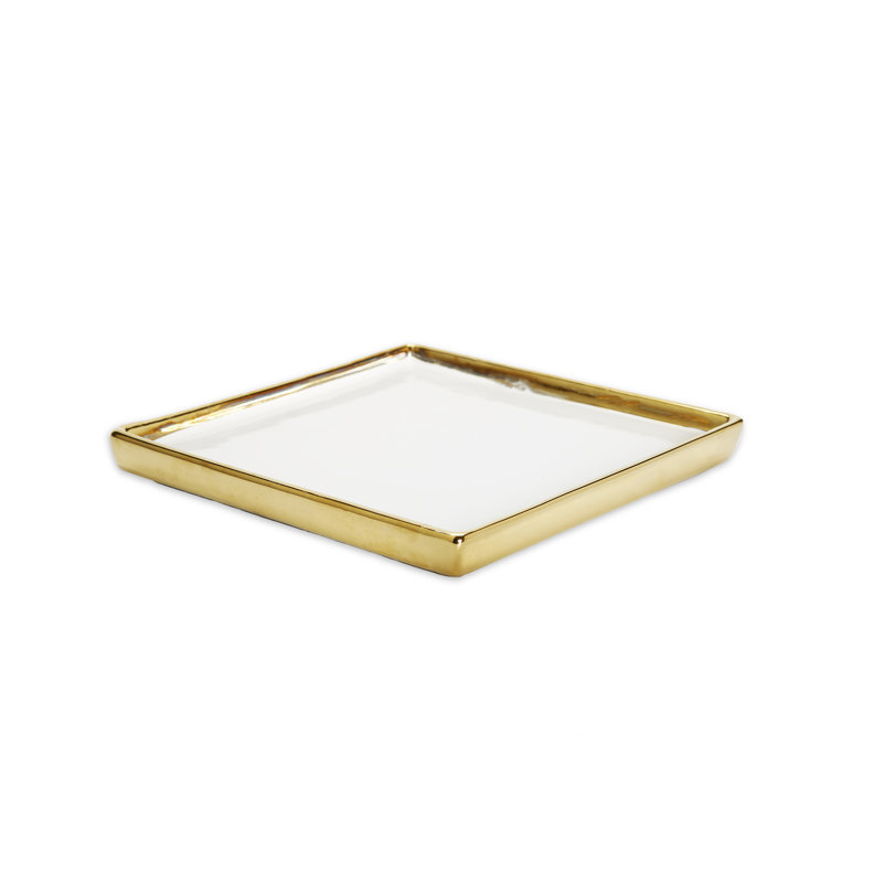 Assiette décorative carrée blanche